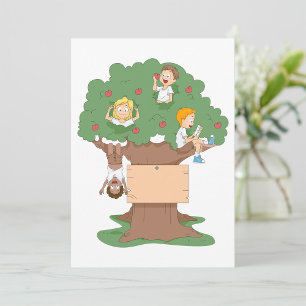 Fun Kids Playing in Apple Tree  Invitation