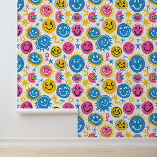 Fun kids playroom unisex happy face wallpaper