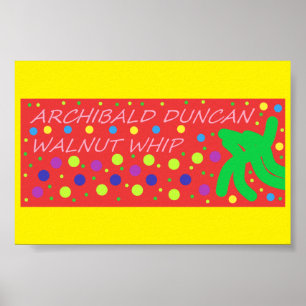 Fun kids poster imaginary Archibald red yellow