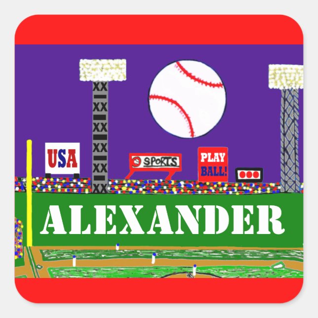 Fun Kids Sport Personalised Baseball Stickers Gift (Front)