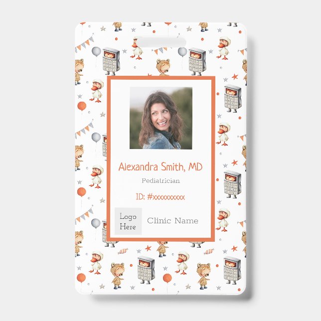 Fun Kids with Costumes Pattern Paediatrician ID Badge (Front)