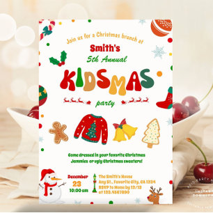 Fun Kidsmas Christmas Birthday Party Holiday Party Invitation