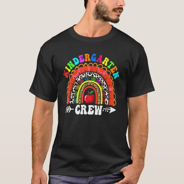Fun Kindergarten Crew Rainbow First Day Cute Back  T-Shirt (Front)