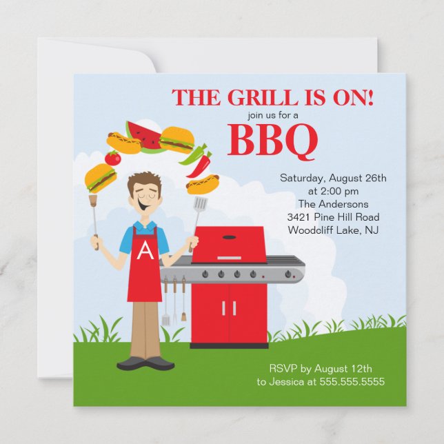Fun King of the Grill Barbecue Party invitation (Front)