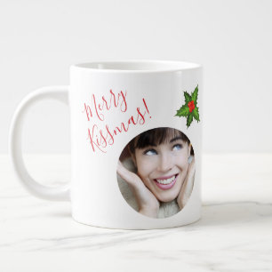 Fun "Kissmas" Romantic Christmas Photo Mistletoe  Large Coffee Mug