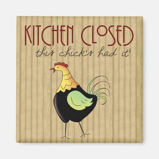 Fun Kitchen Closed Comic Chicken Magnet (Front)