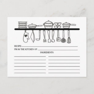 Fun Kitchen Gadgets Bridal Shower Recipe Cards