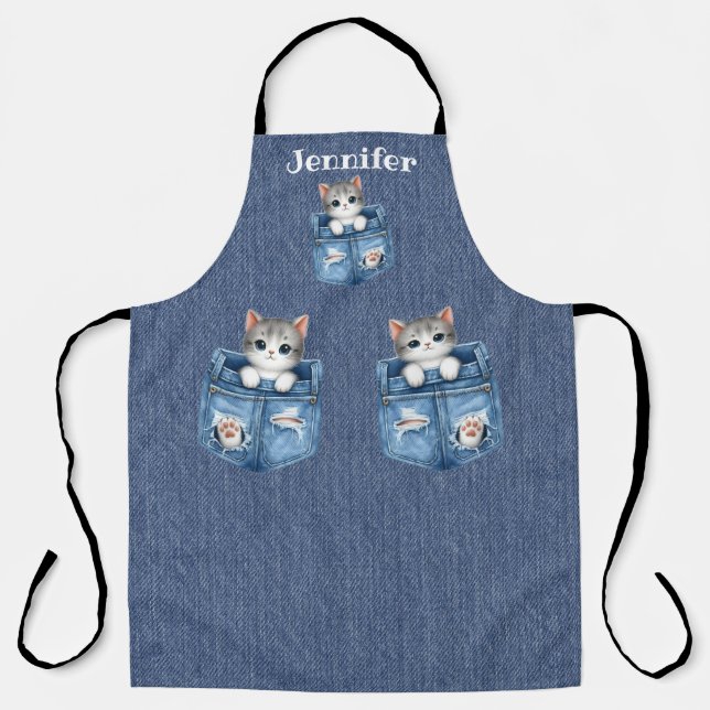 Fun Kitten Cat All-Over Print Apron (Front)
