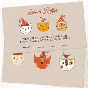 Fun Kitty Cat Baby Shower Diaper Raffle Enclosure Card