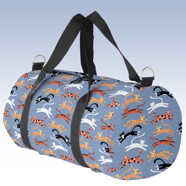 Fun Kitty Cat Duffle Bag (Fun kitty cat pattern blue duffel bag)