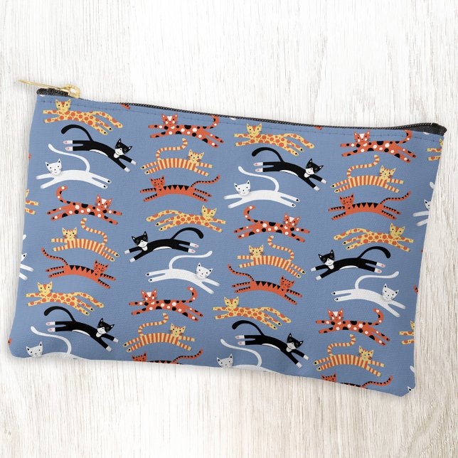 Fun Kitty Cat Pattern Accessory Pouch (Fun kitty cat pattern cosmetic stationery or accessory zip pouch)