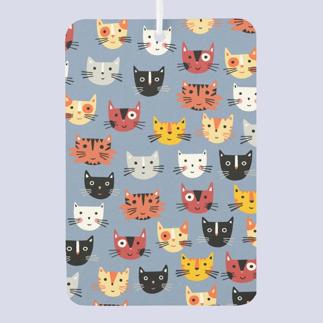 Fun Kitty Cat Pattern Blue Car Air Freshener (Fun kitty cat pattern car or vehicle air freshener)