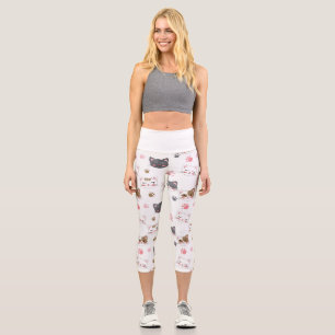 Fun Kitty Cat Pattern Capri Leggings