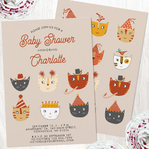 Fun Kitty Cat Personalised Baby Shower Invitation