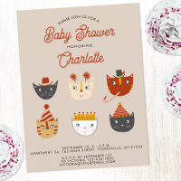 Fun Kitty Cat Personalised Baby Shower Invitation