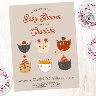 Fun Kitty Cat Personalised Baby Shower Invitation Postcard