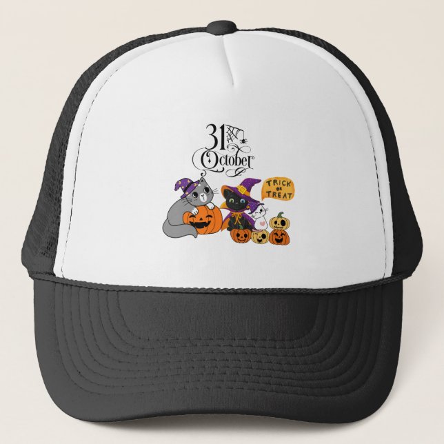 Fun Kitty Halloween  Trucker Hat (Front)