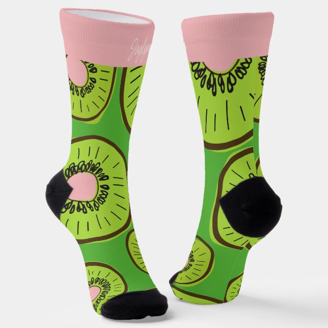 Fun Kiwi Fruit Personalised Socks (Angled)