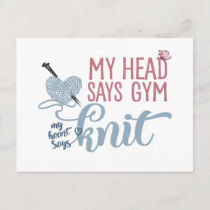 Fun Knit or Gym Dilemna for Knitters & Yarn Lovers Postcard