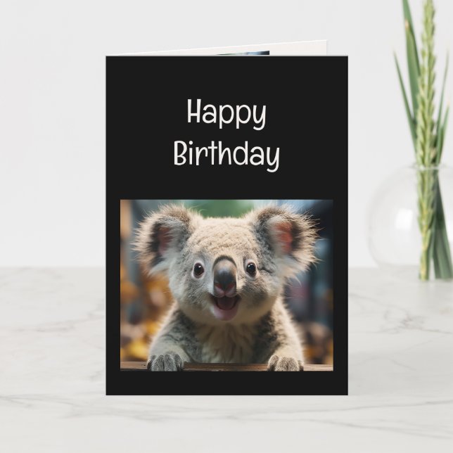 Fun Koala Bear Koala-tea Birthday Animal Humour Card (Front)