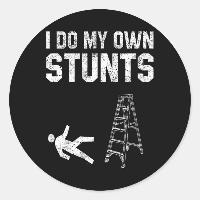 Fun Ladder Fall Gift Broken Bone Hand Get Well Soo Classic Round Sticker (Front)