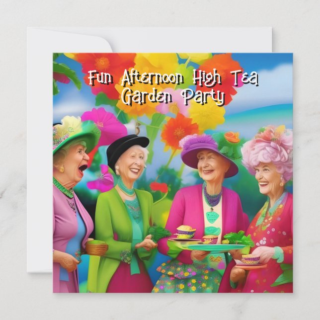 Fun Ladies Afternoon High Tea Garden Party 5 Invitation (Front)