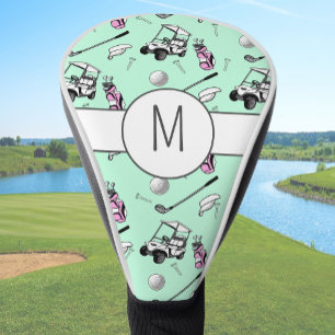 Fun Lady Golfer Modern Custom Monogram Ladies Golf Head Cover