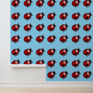 fun ladybug in blue wallpaper