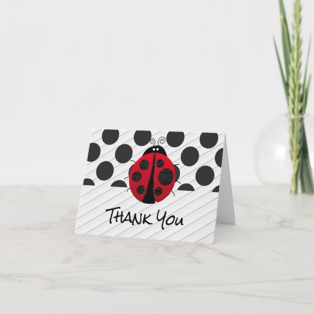 Fun Ladybug Thank You Card (Front)