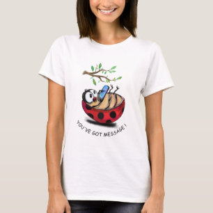 Fun Ladybug Typing Message on Phone - Custom Text T-Shirt