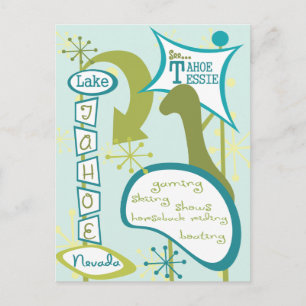 Fun Lake Tahoe Illustration Postcard