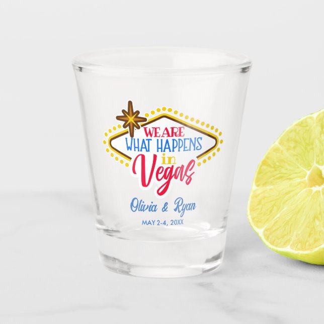 Fun Las Vegas Wedding Favours Shot Glasses (Front)
