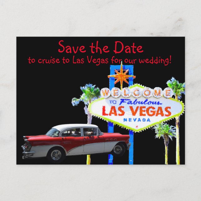 Fun Las Vegas Wedding Save the Date Announcement Postcard (Front)