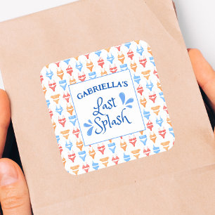 Fun "Last Splash" Theme Personalised Bachelorette Square Sticker