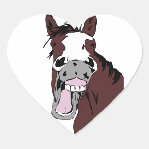 Fun Laughing Horse Head Logo Heart Sticker
