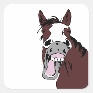 Fun Laughing Horse Head Logo Square Sticker