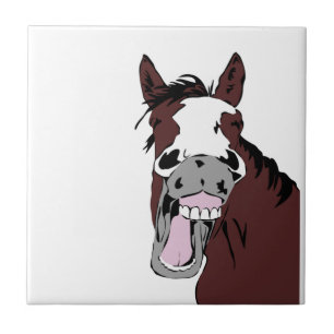 Fun Laughing Horse Head Logo Tile
