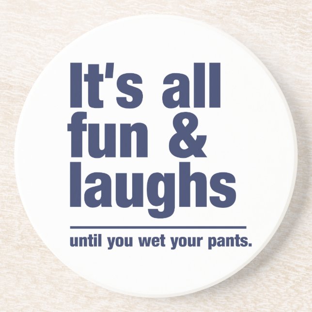 FUN & LAUGHS custom colour coaster (Front)