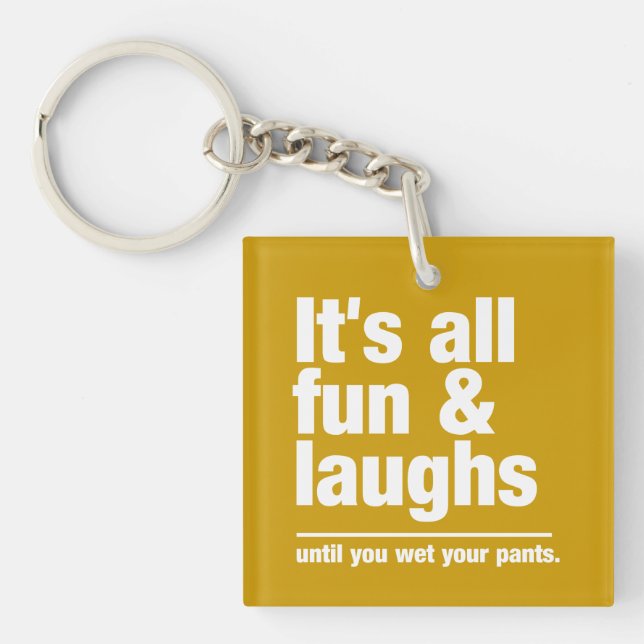 FUN & LAUGHS custom colour key chain (Front)