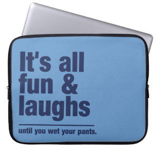 FUN & LAUGHS custom colour laptop sleeve