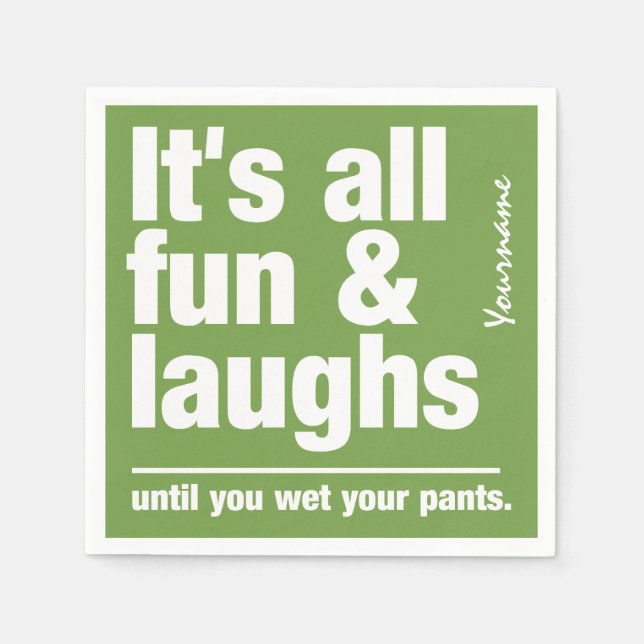 FUN & LAUGHS custom colour paper napkins (Front)