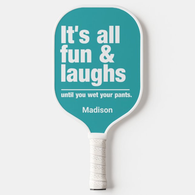 FUN & LAUGHS custom name & colour Pickleball Paddl Paddle (Front)