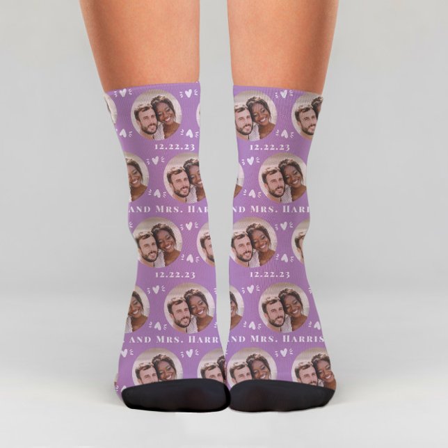 Fun Lavender Newlyweds Photo Pattern  Socks (Creator Uploaded)
