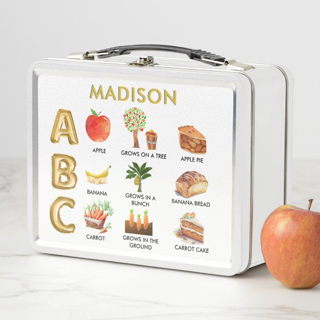 Fun Learning ABC’s Apple Banana Carrot Name  Metal Lunch Box (Creator Uploaded)