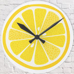 Fun Lemon Citrus Slice Round Clock<br><div class="desc">Fun lemon citrus fruit design to make you smile.  Original art by Nic Squirrell. Perfect for your kitchen,  dorm room,  bar,  cafe or diner!</div>