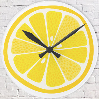 Fun Lemon Citrus Slice Round Clock