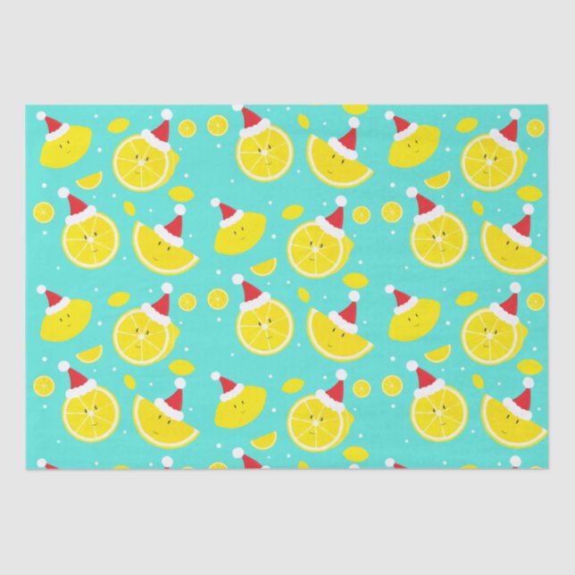 Fun Lemons Santa Hats Christmas Tissue Paper (Front)