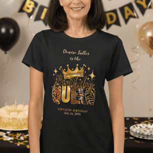 Fun Leopard Birthday Queen Fifty Birthday T-Shirt