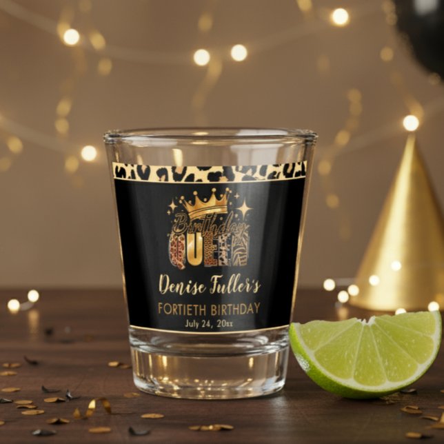 Fun Leopard Birthday Queen Forty Birthday Shot Glass (Creator Uploaded)