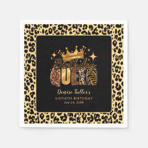 Fun Leopard Birthday Queen Sixty Birthday Napkin